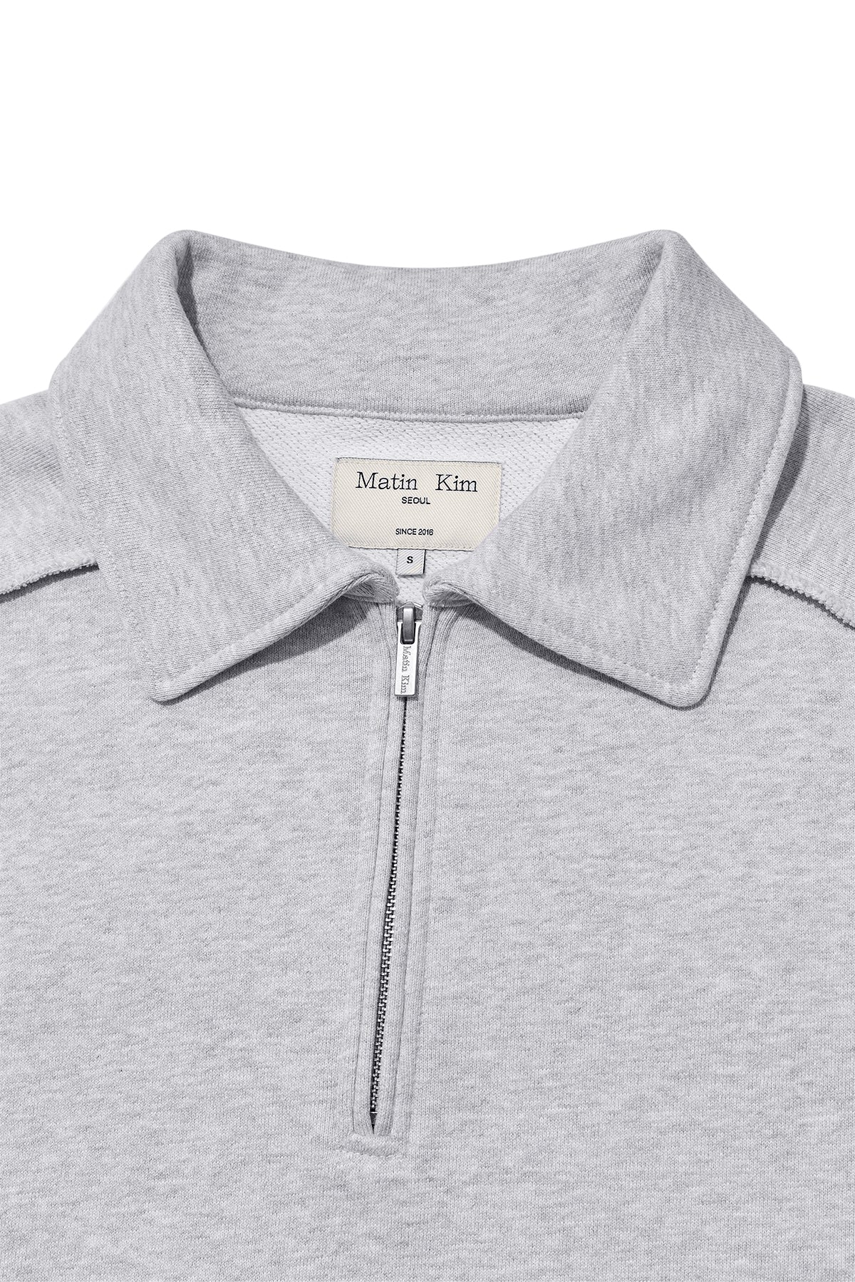 [matinkim] BACK LOGO HALF ZIP SWEATSHIRT FOR WOMEN IN GREY