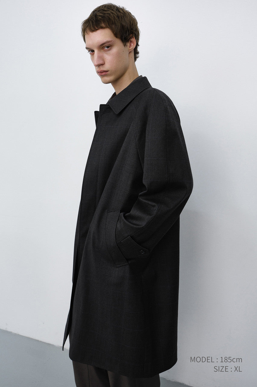 Dunst Unisex H-Line Wool Mac Coat Brown Check