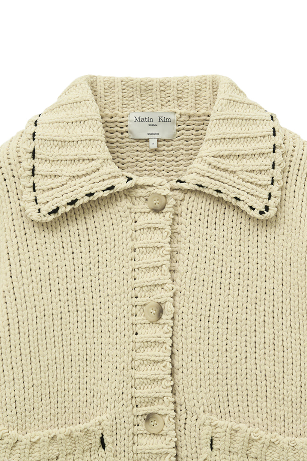[matinkim] HANDMADE COLLAR KNIT CARDIGAN FOR WOMEN IN BUTTER