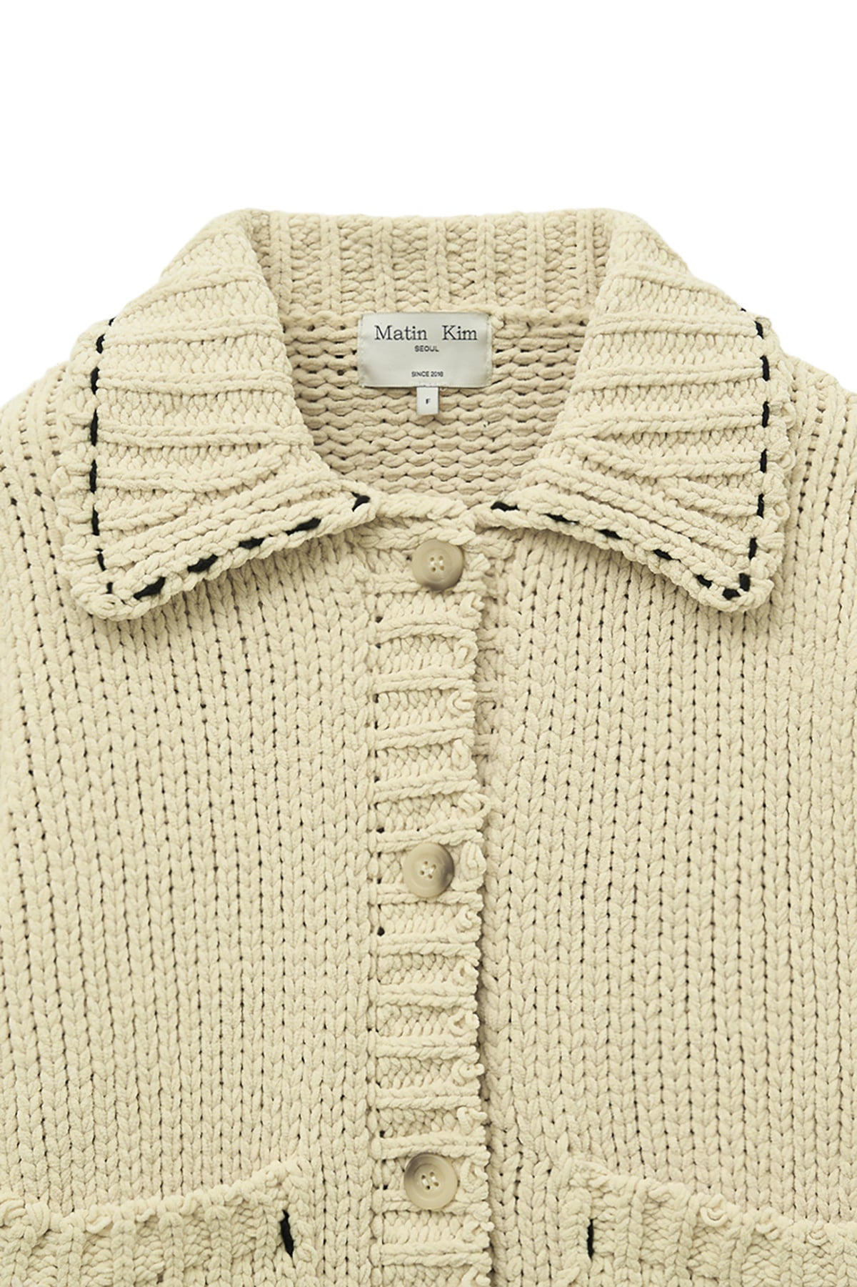 Matinkim Matin Kim Handmade Collar Knit Cardigan For Women IN Butter