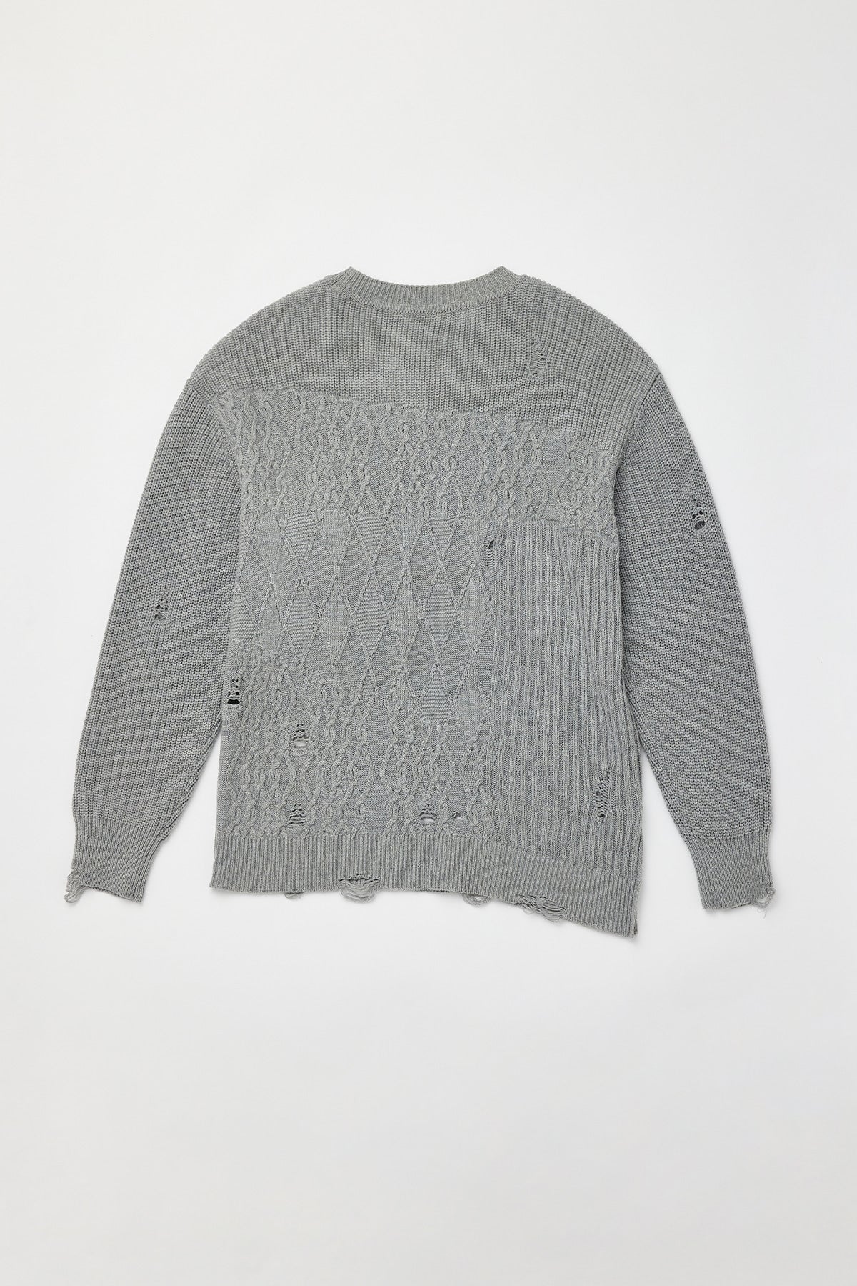 Matinkim Cable Mix Damage Knit Pullover IN Grey