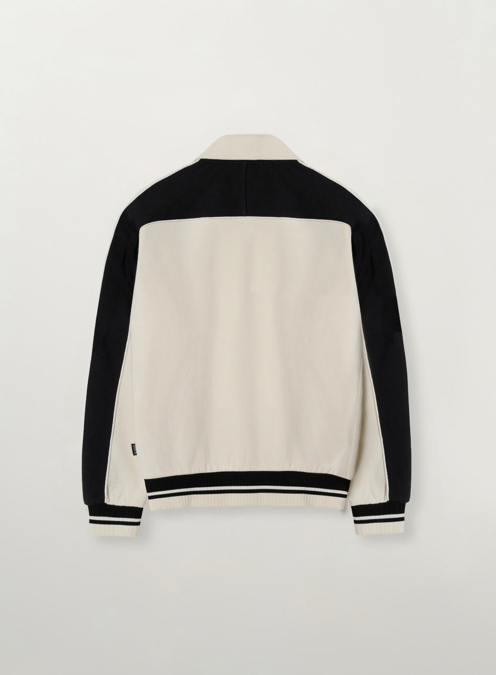 Satur Lawton Lining Collar Track Zip-up Jacket - Cream Black