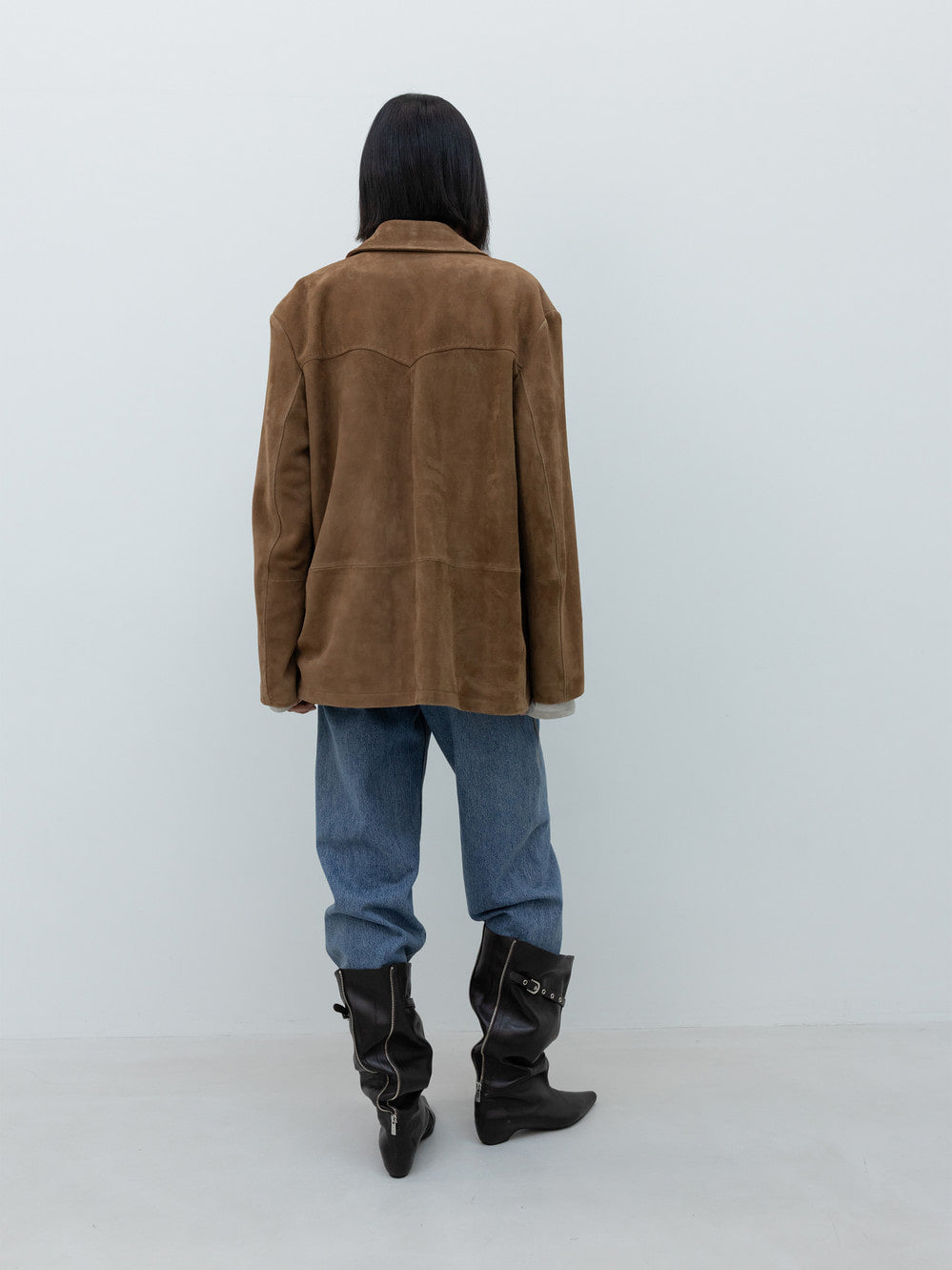 Low Classic Real Leather Work Jacket Brown Suede