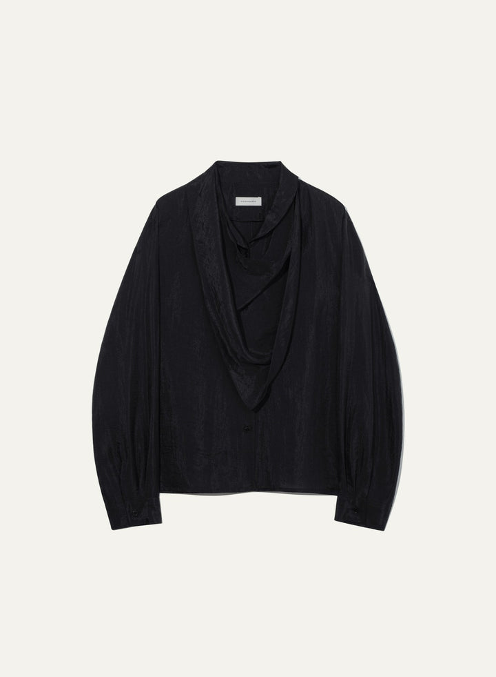 Kindersalmon Agnes Draped Blouse Black