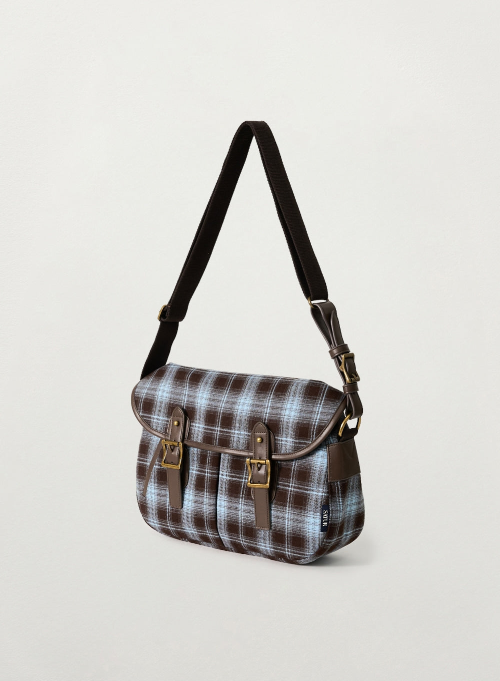 [satur] Classic Check Shoulder Bag - Blue