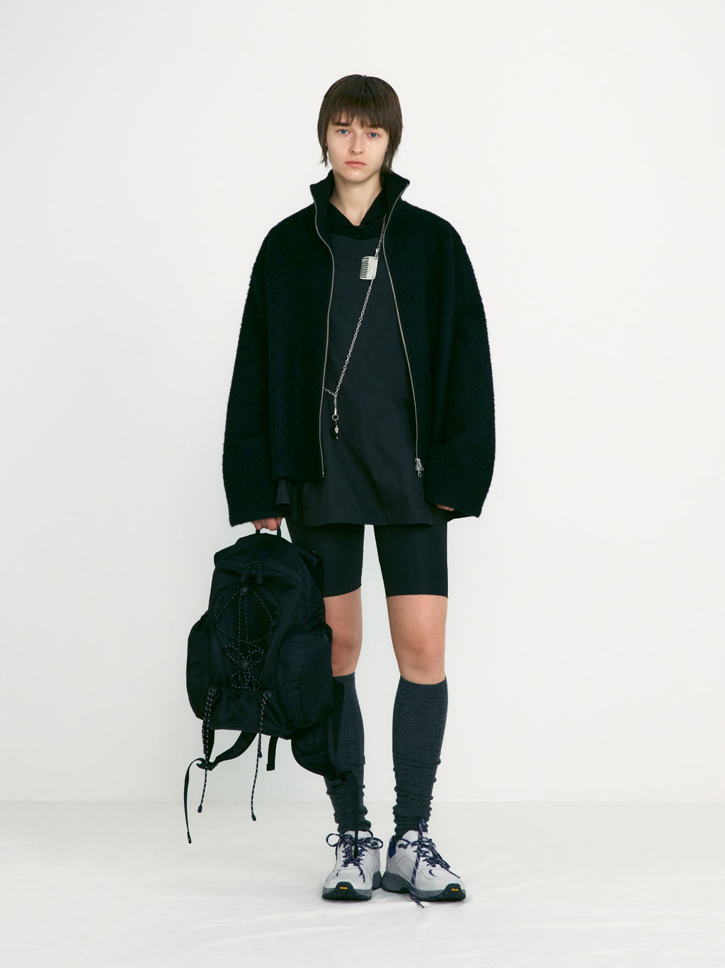 [low_classic] Hairy Boucle Zip Shirt Jacket
Black