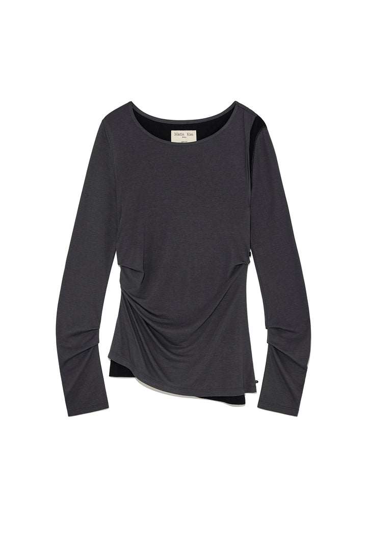 Matinkim Turn UP Detail Layered Top IN Charcoal