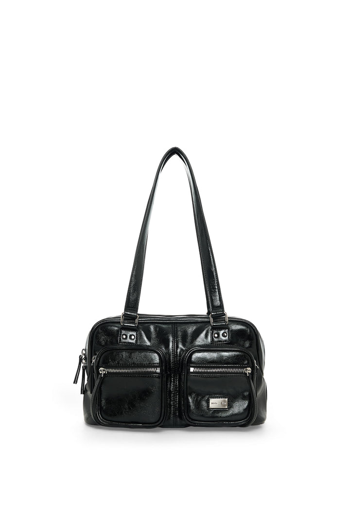 Matinkim Double Pocket Brick Shoulder Bag IN Black