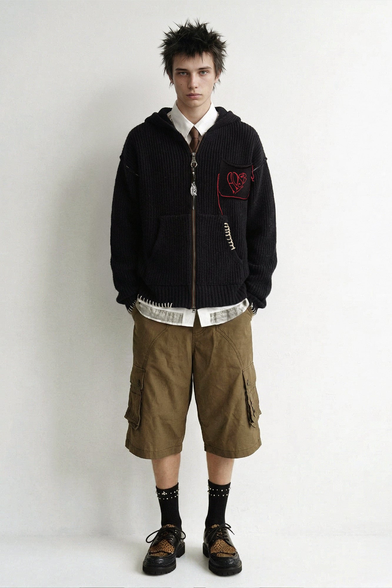 Andersson Bell Unisex Heart Logo Hood Zip-UP Sweater