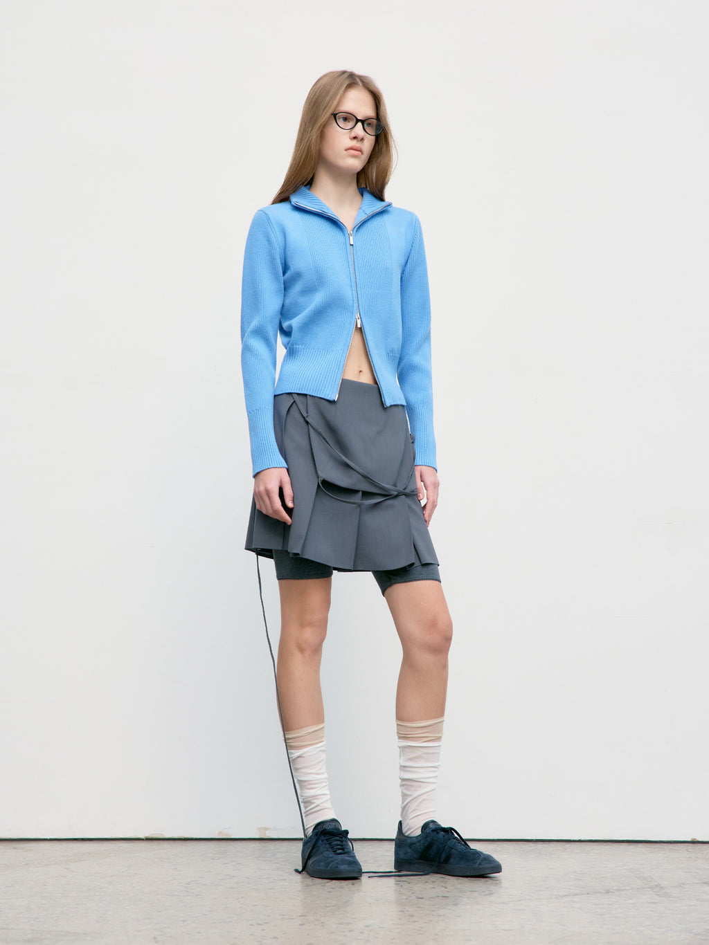 Low Classic Pleated Mini Dress Grey