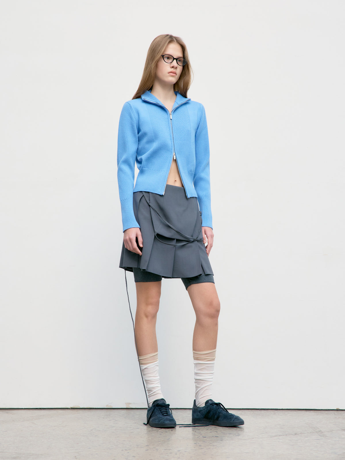 Low Classic Pleated Mini Dress Grey