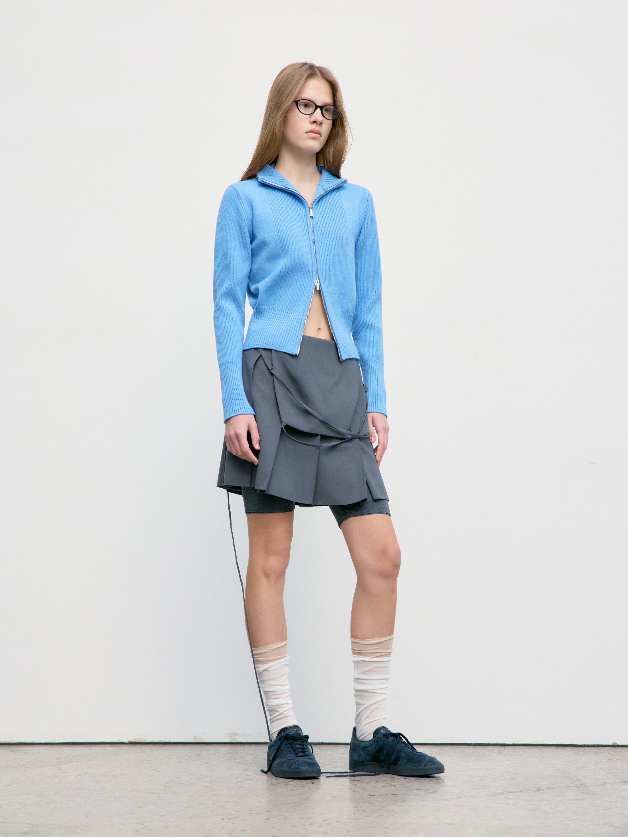 Low Classic Pleated Mini Dress Grey