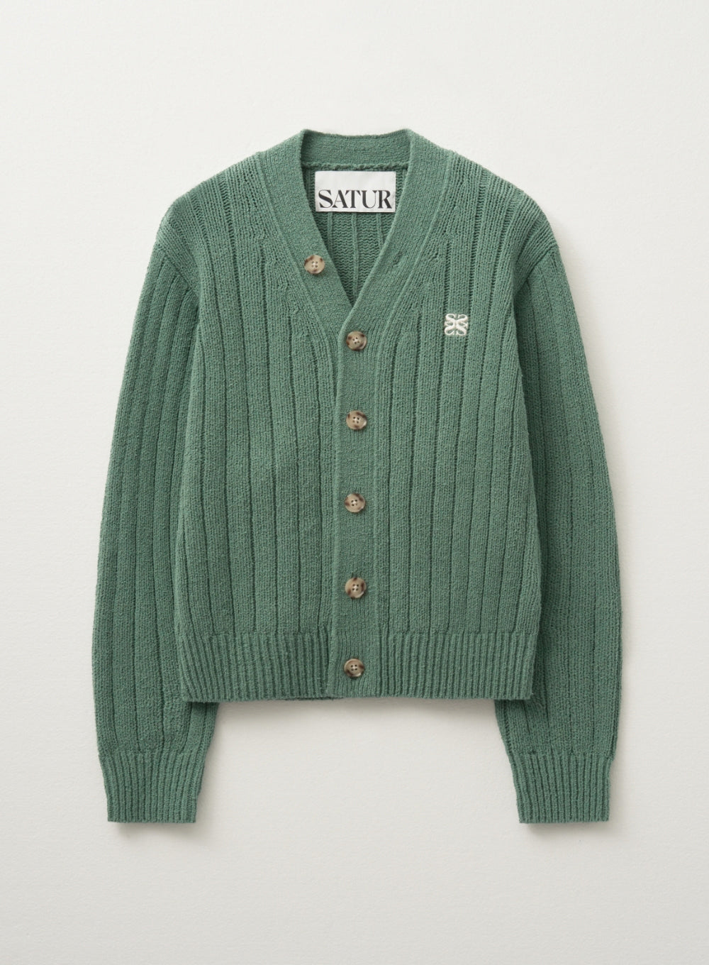 [satur] (W) Faro Over Size Boucle Cardigan - Sage Green