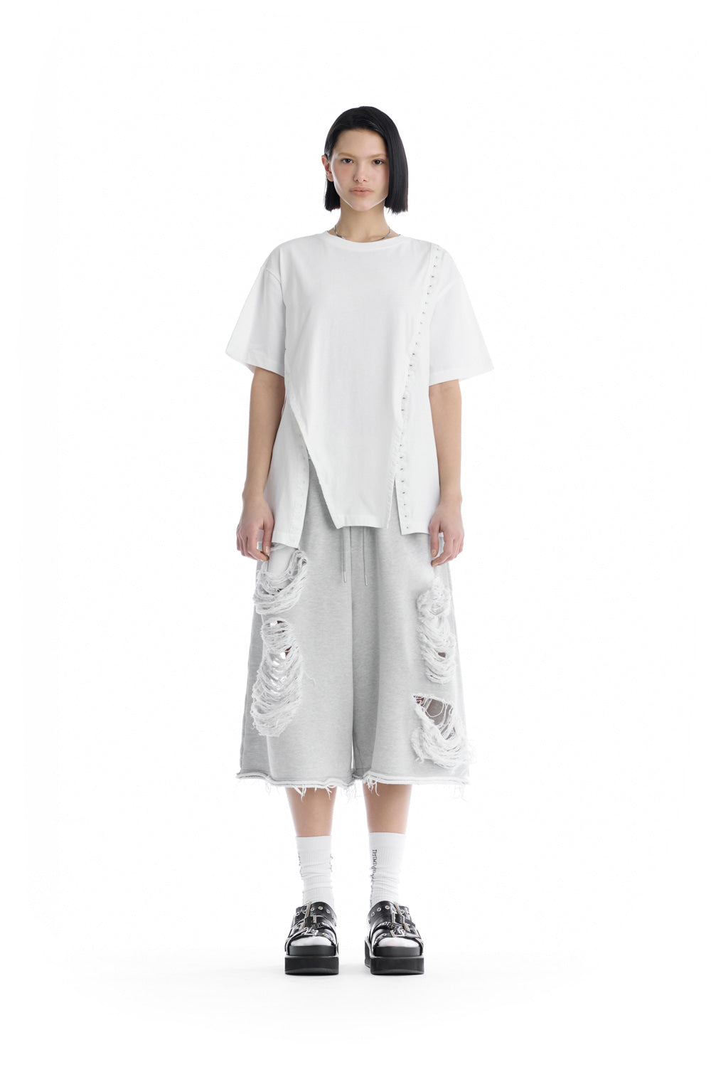 Treemingbird Hook and Eye Boxy T-Shirts White