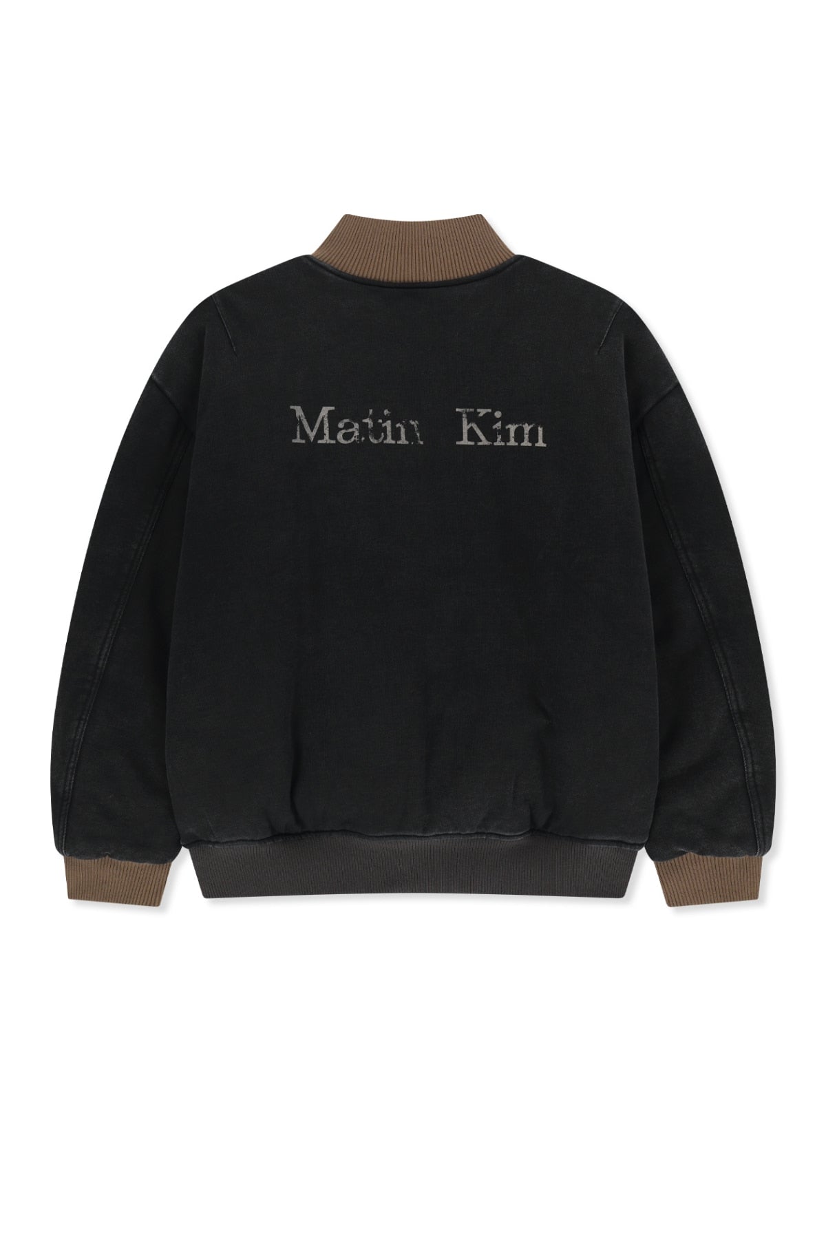 Matinkim Contrast Rib Back Logo Terry Bomber IN Charcoal
