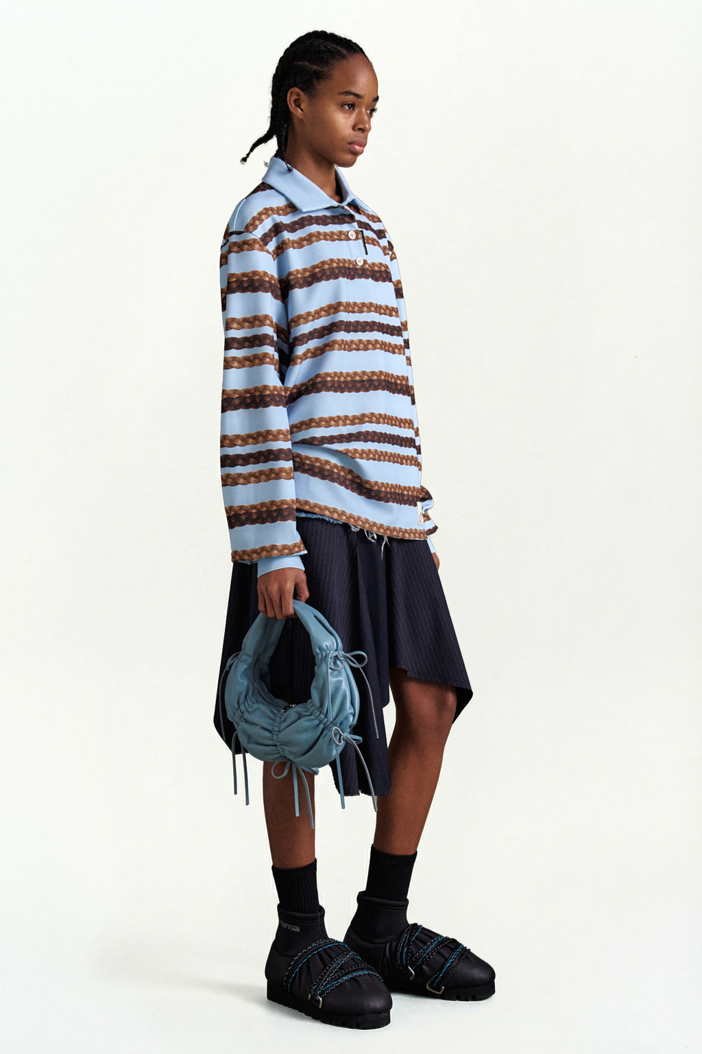 Andersson Bell Hair Braid Stripe Collar T-Shirt