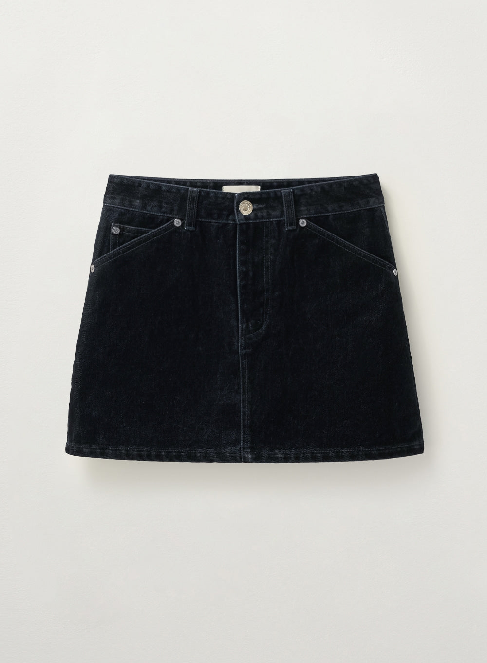 [satur] (W) Velvet Denim Mini Skirt - Black