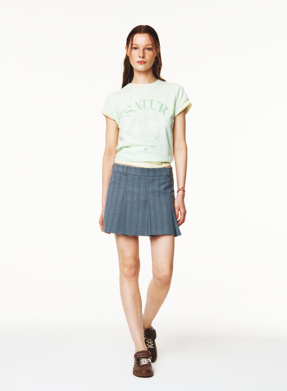 [satur] (W) Capri Citron Drawing Summer Graphic T-Shirt - Neon Green