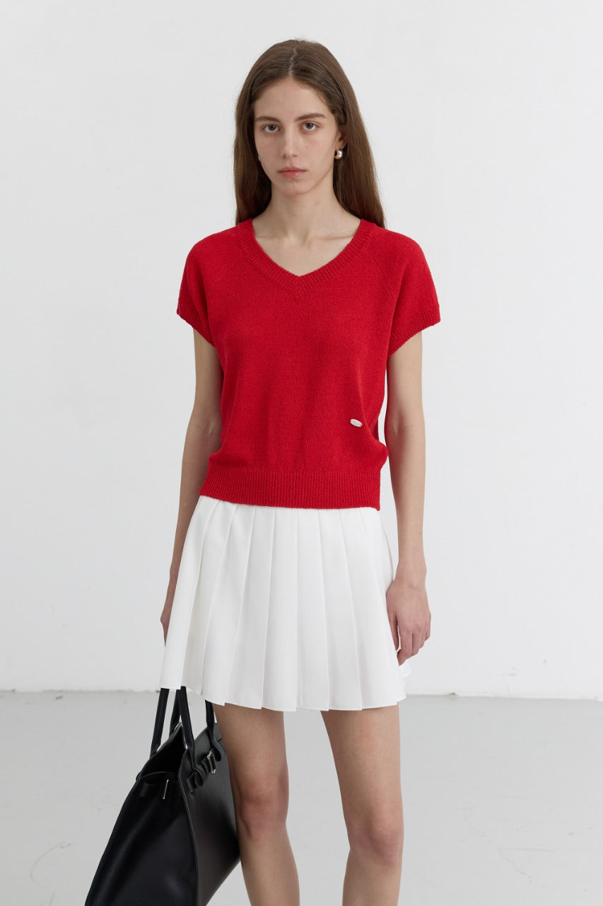 Dunst Summer Linen V-Neck Knit Red