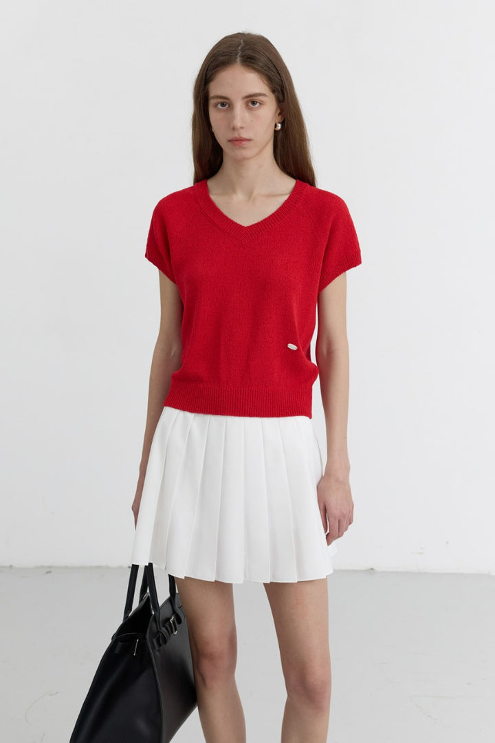 Dunst Summer Linen V-Neck Knit Red