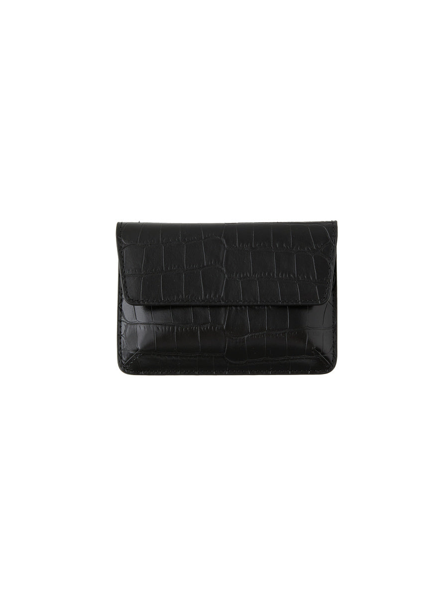 GLOWNY G Crack Leather Card Wallet (Black)