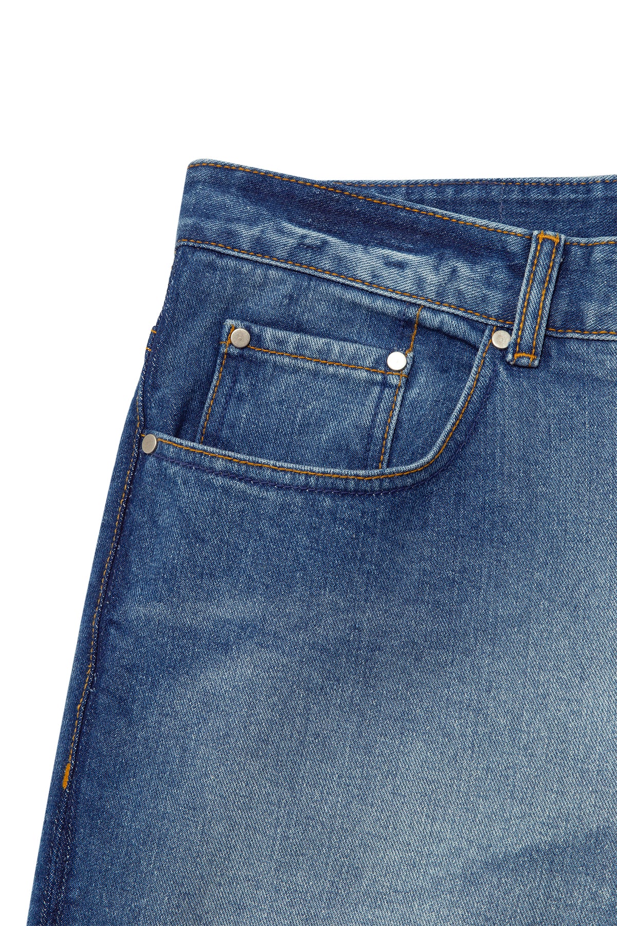 [matinkim] GRADATION WASHED DENIM PANTS FOR MEN IN BLUE