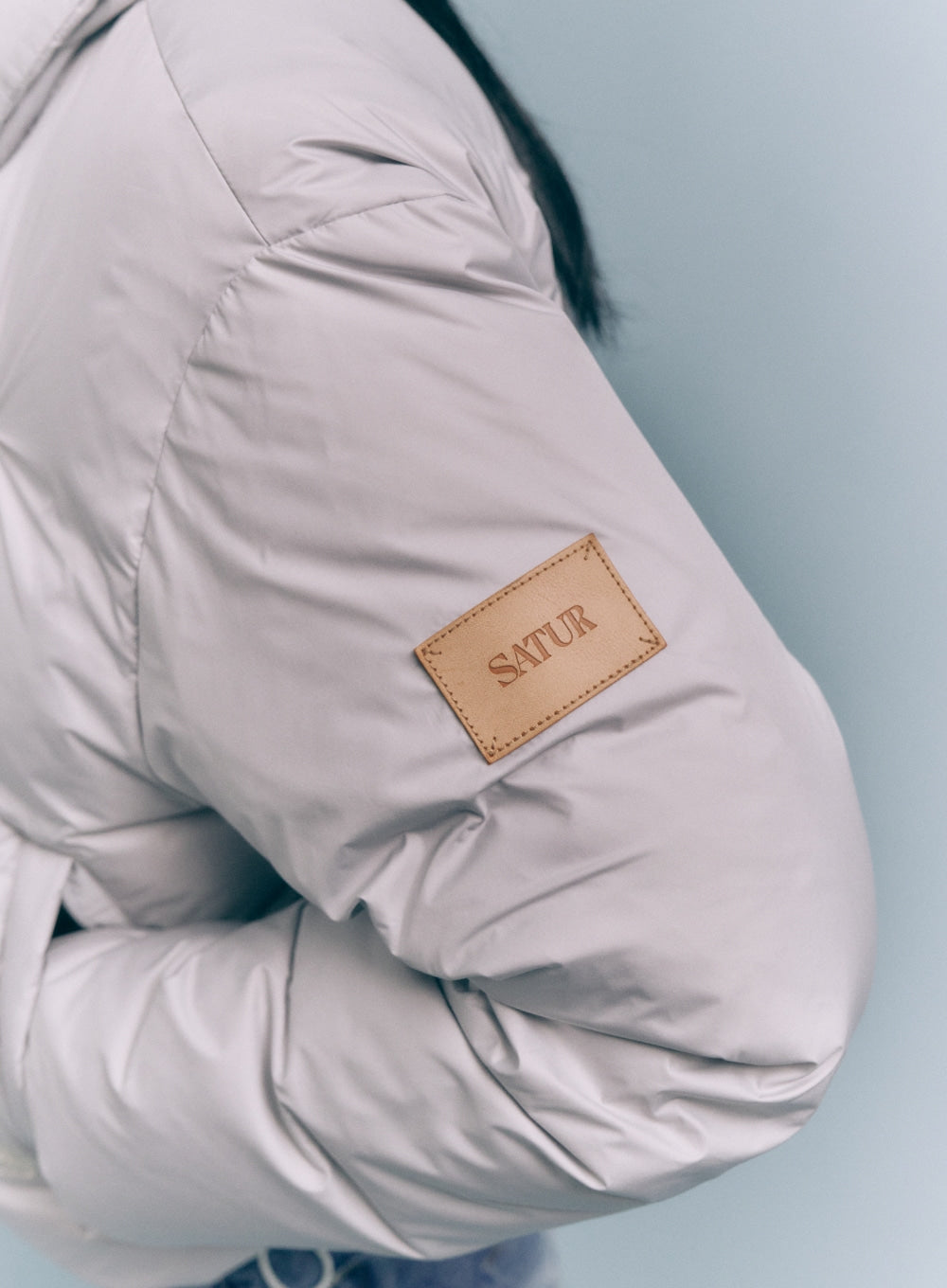 [satur] (W) Orta 2-Way Collar Duck Down Padding - Light Gray