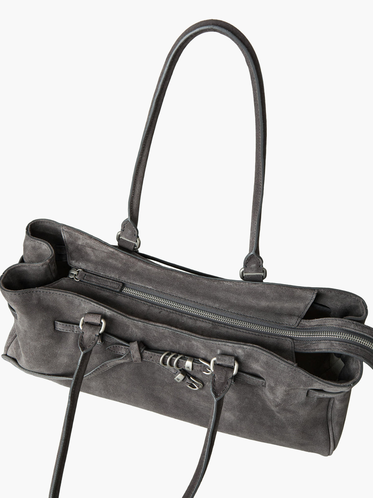 Margesherwood Soft Grandma Shoulder Bag grey suede