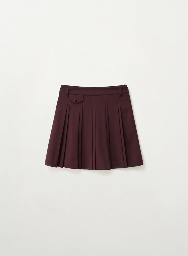 Satur Pleated Mini Skirt - Burgundy