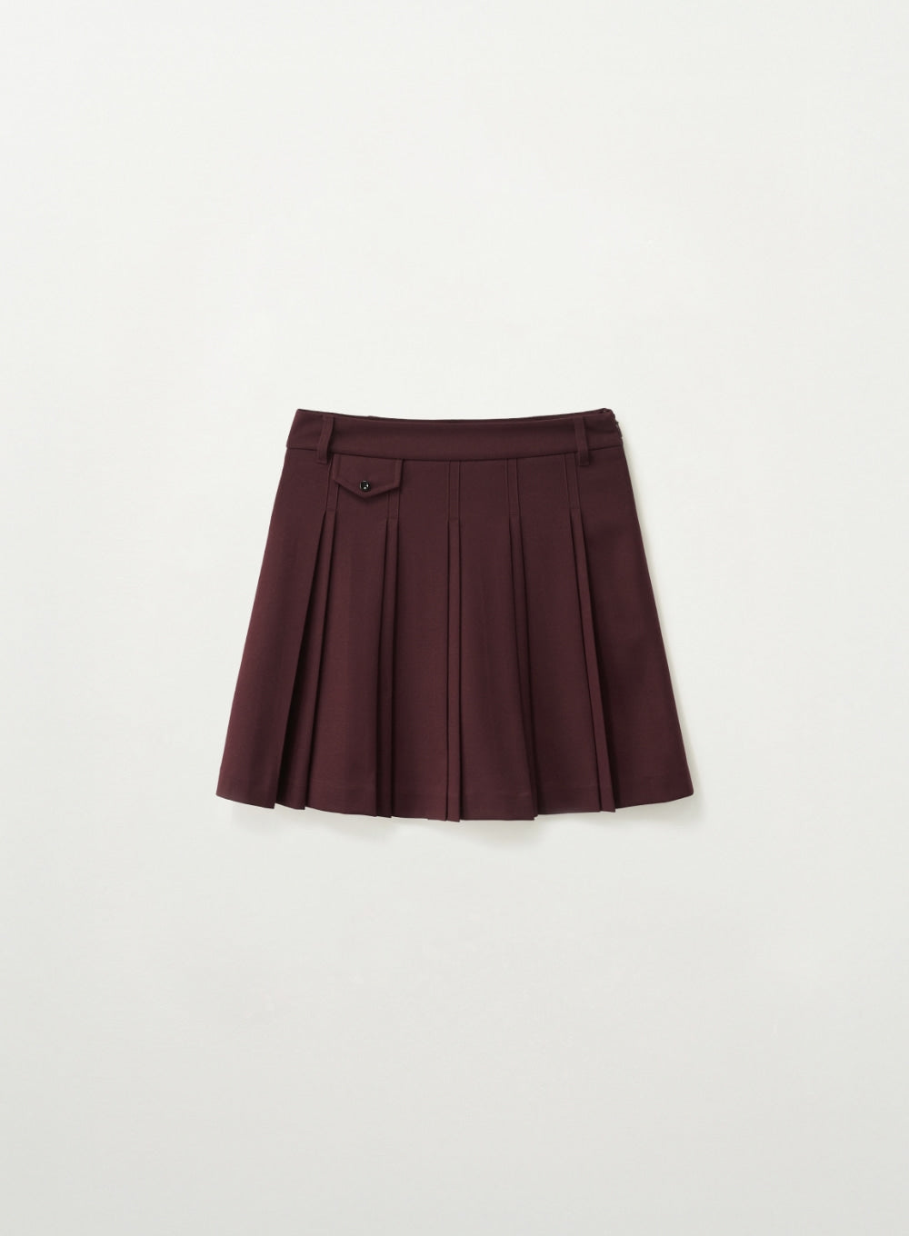 [SATUR] Pleated Mini Skirt - Burgundy