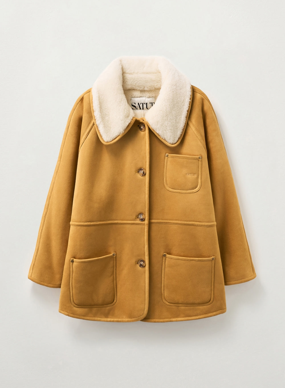 Satur (W) Synthetic Shearling Loose Fit Jacket - Light Beige