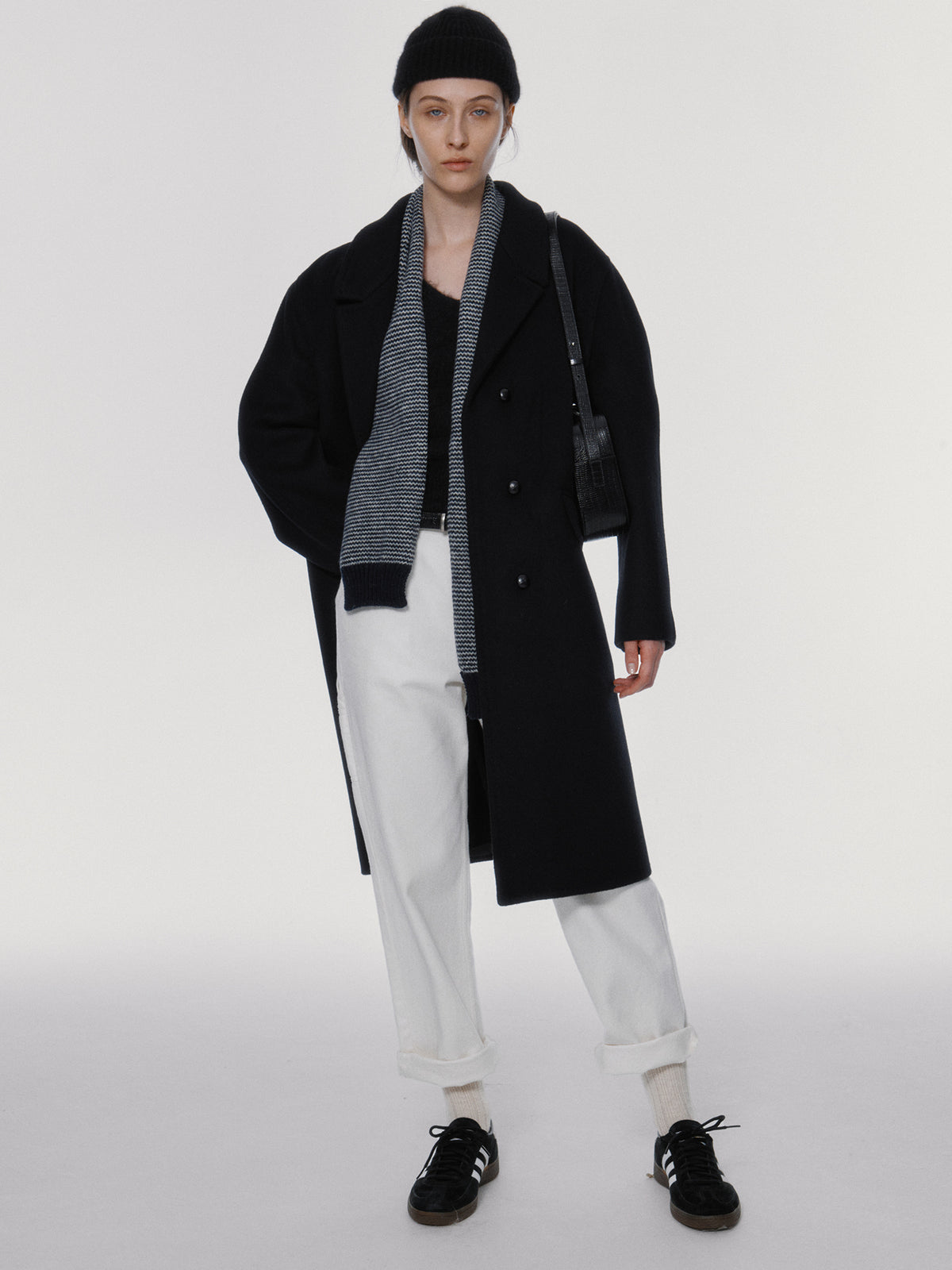 Nothing Written Caron stripe knit muffler (Dark navy)