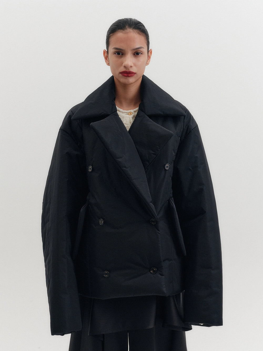 EENK Oversized Padded Short Coat - Black