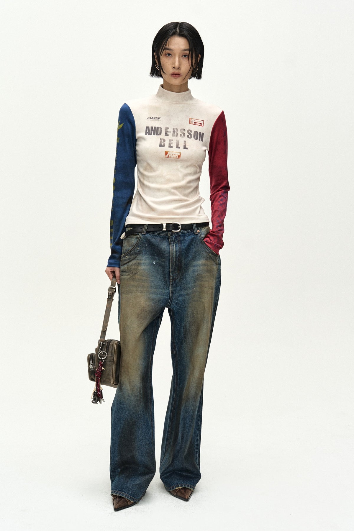 Andersson Bell Racing Graphic Color-Block High-Neck Top