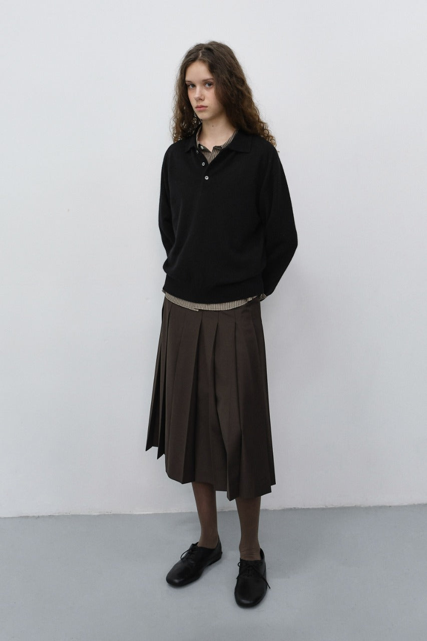 Dunst Pleats Long Skirt Brown