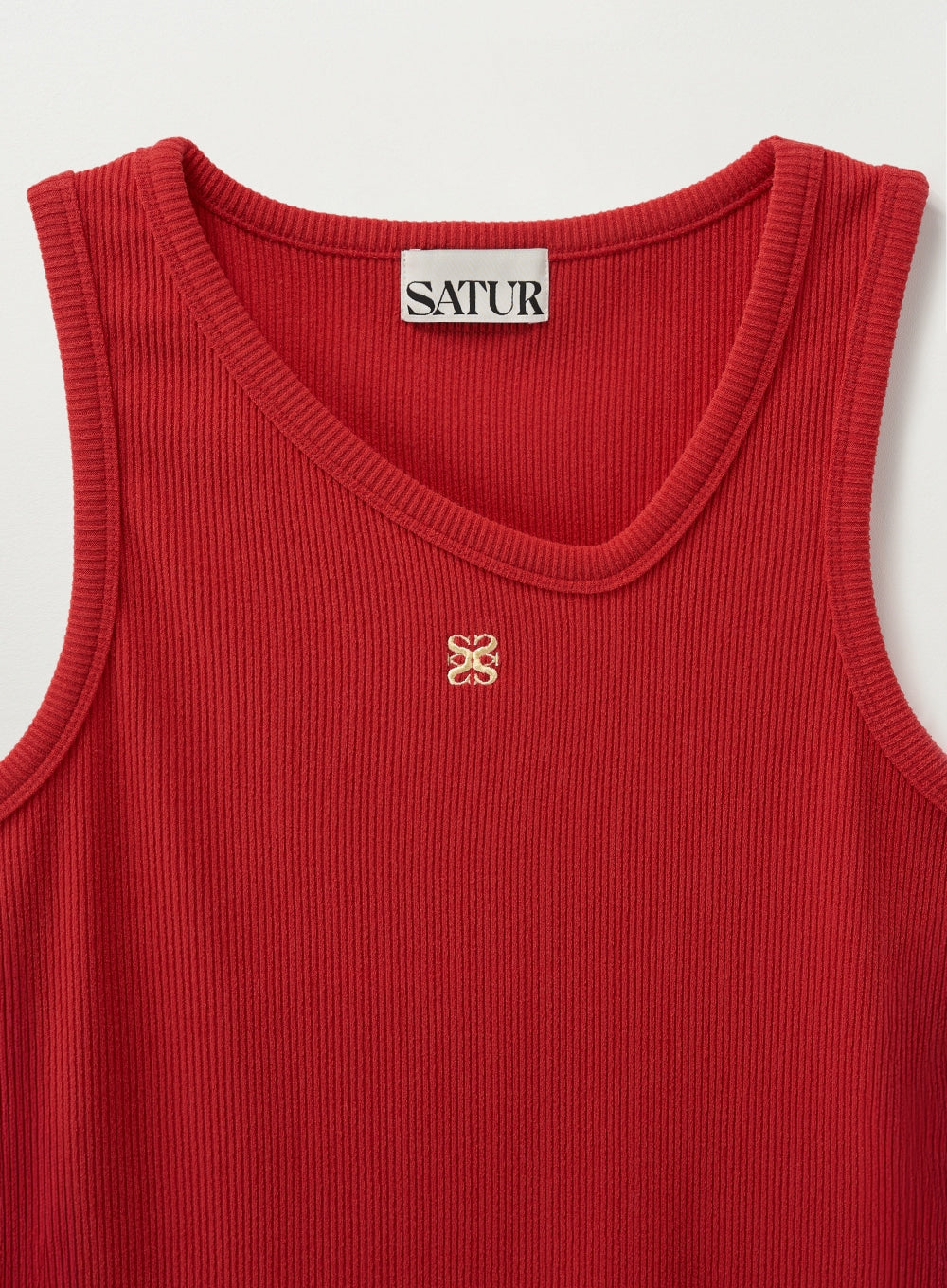[satur] (W) Unbalance Neck Line Layered Sleeveless Top - Red