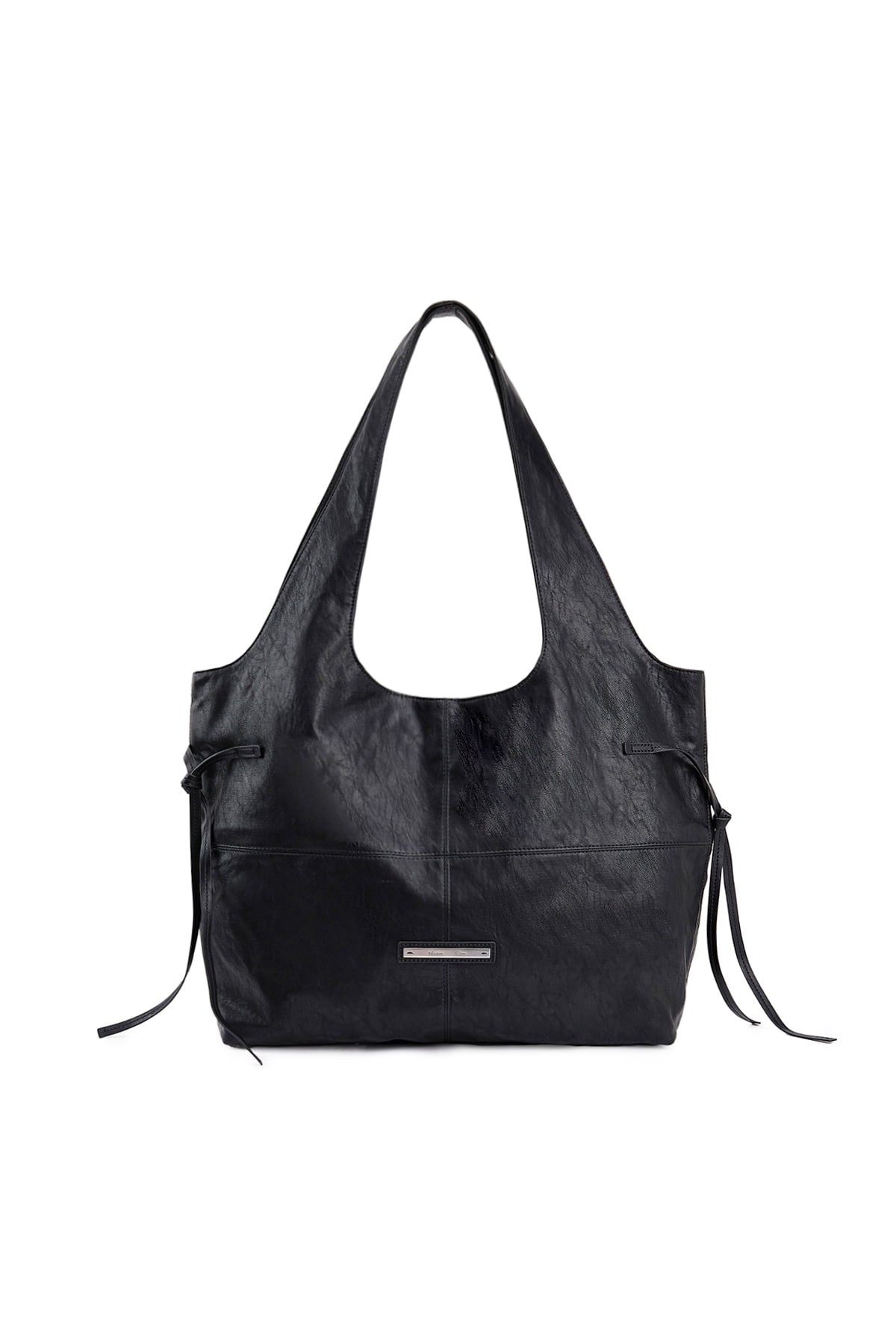 [matinkim] Side String Leather Big Shoulder Bag IN Black