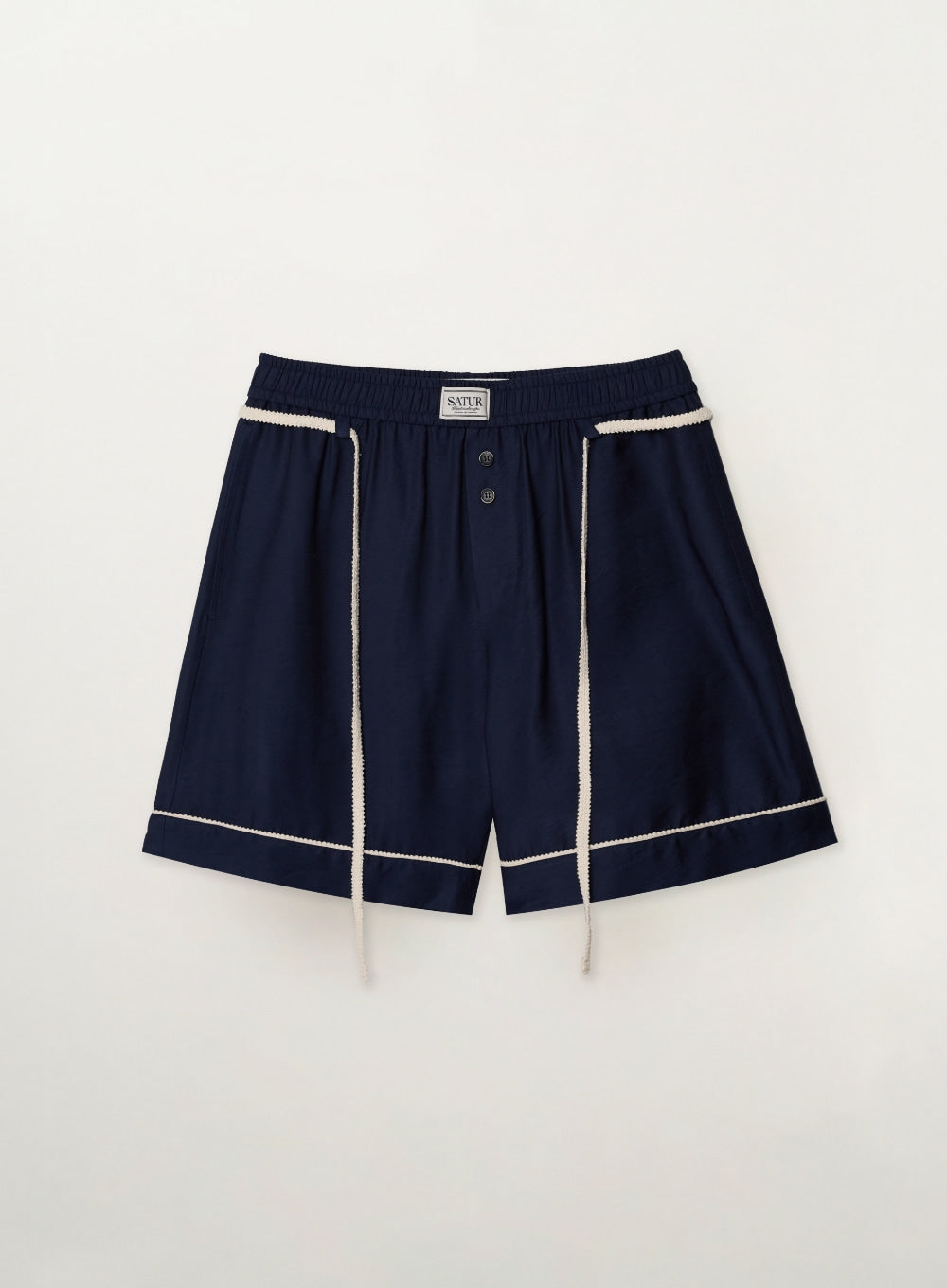 [satur] Homewear Lace-up Banding Shorts - Navy