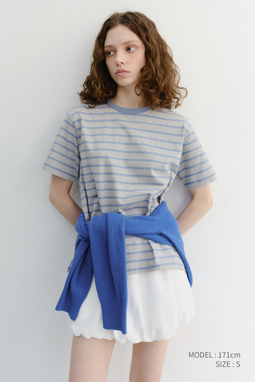 Dunst Unisex Striped T-Shirt Melange Grey Blue