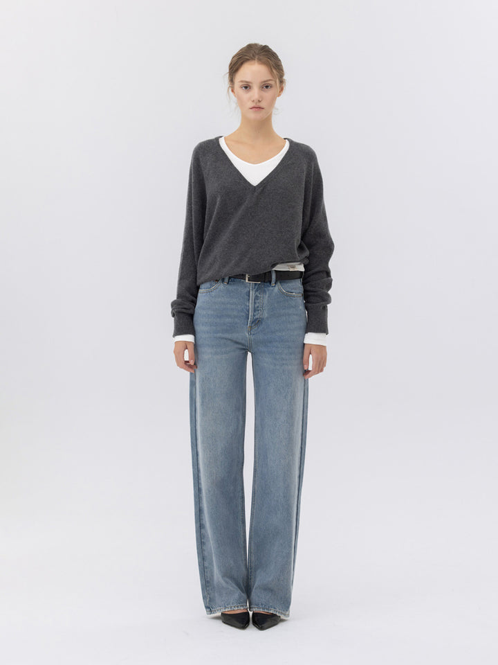 GLOWNY 90s High Rise Wide Leg Jeans (Long) (Light Blue)