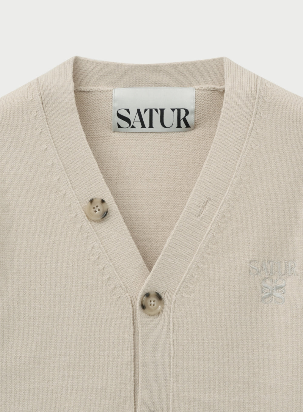 [satur] Outline Basic V-Neck Cardigan - Cream