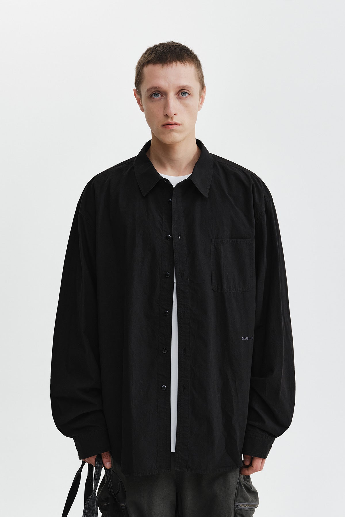 Matinkim Washed Cotton Pocket Shirt For Men IN Black