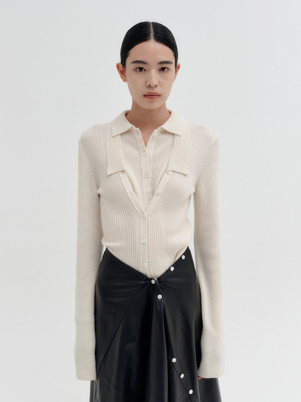 EENK Double Layer Front Cardigan - Ivory