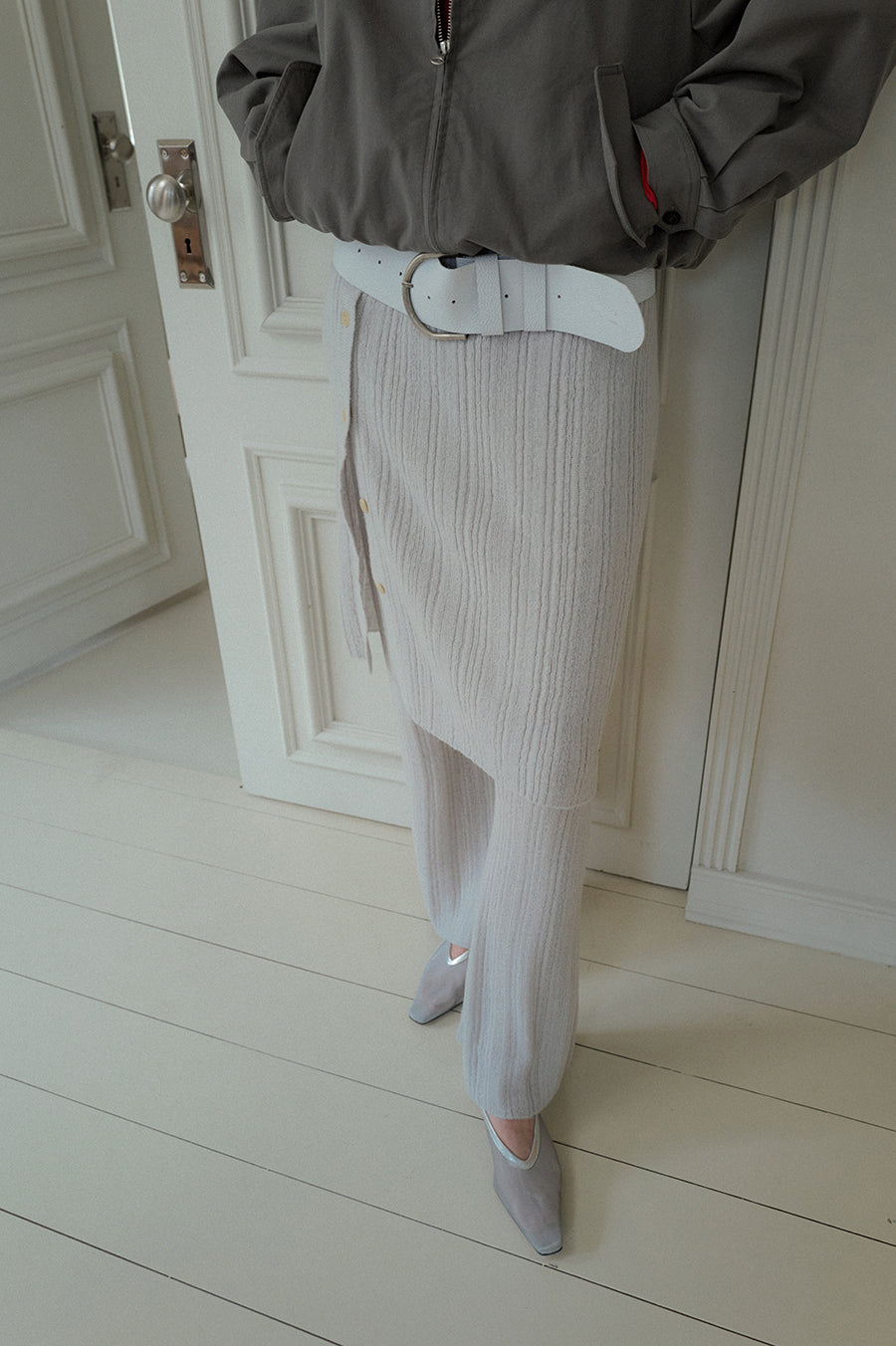 Overdueflair Mohair Wrap Knit Skirt Ash Gray