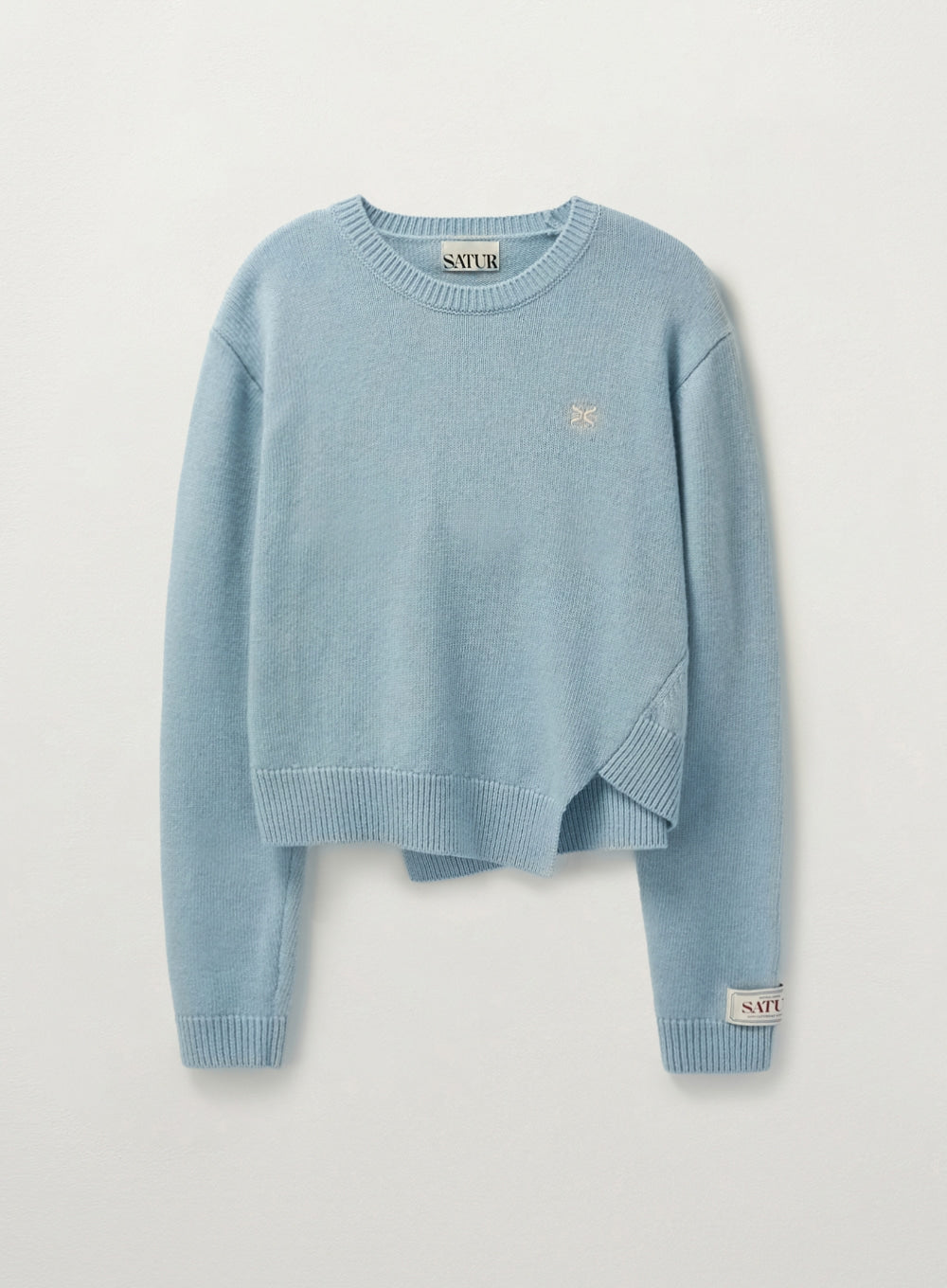 [satur] (W) Dublin Unbalanced Cashmere Blend Knit - Ice Blue