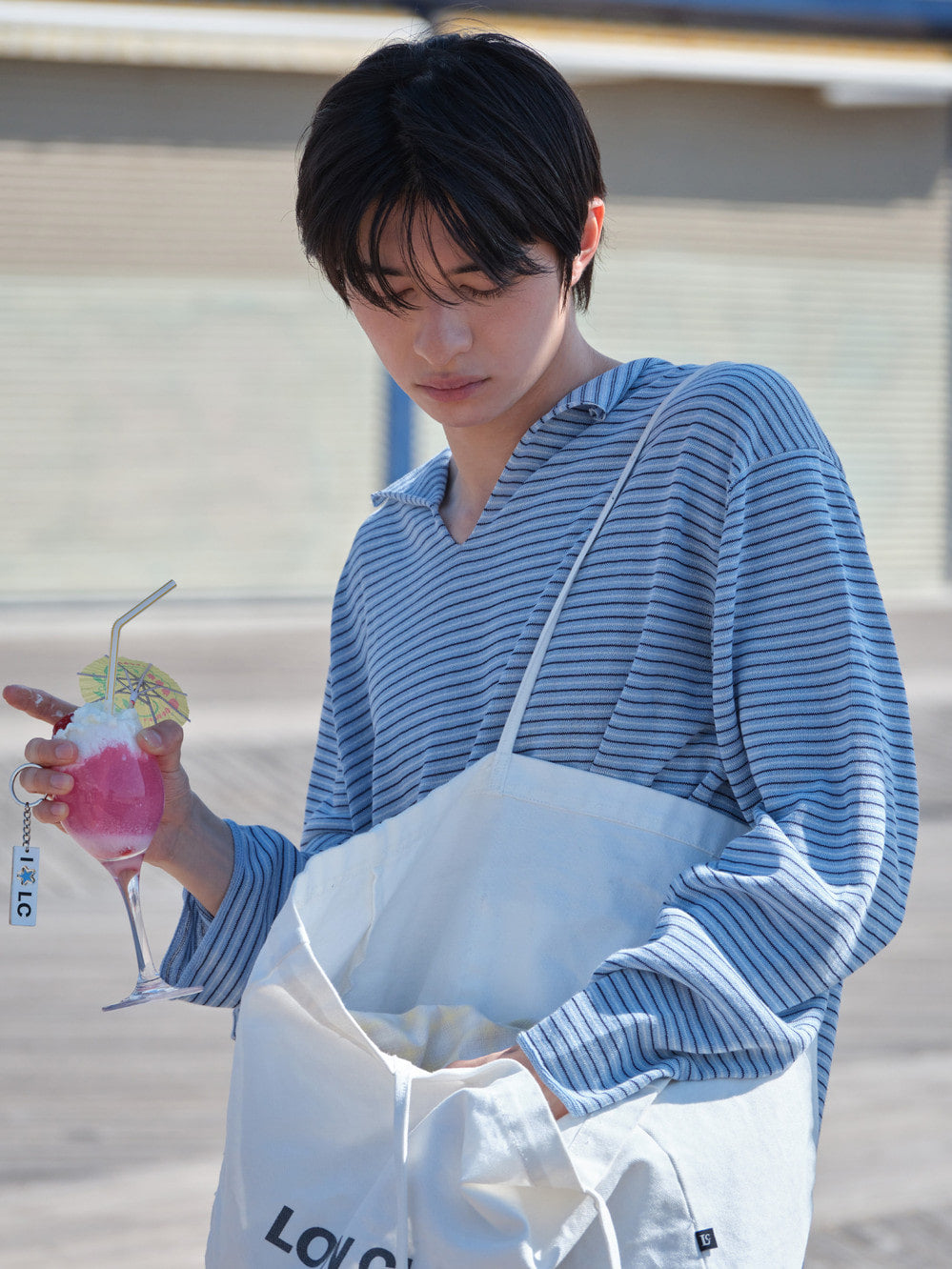 Low Classic Paper Striped Sweater Baby Blue