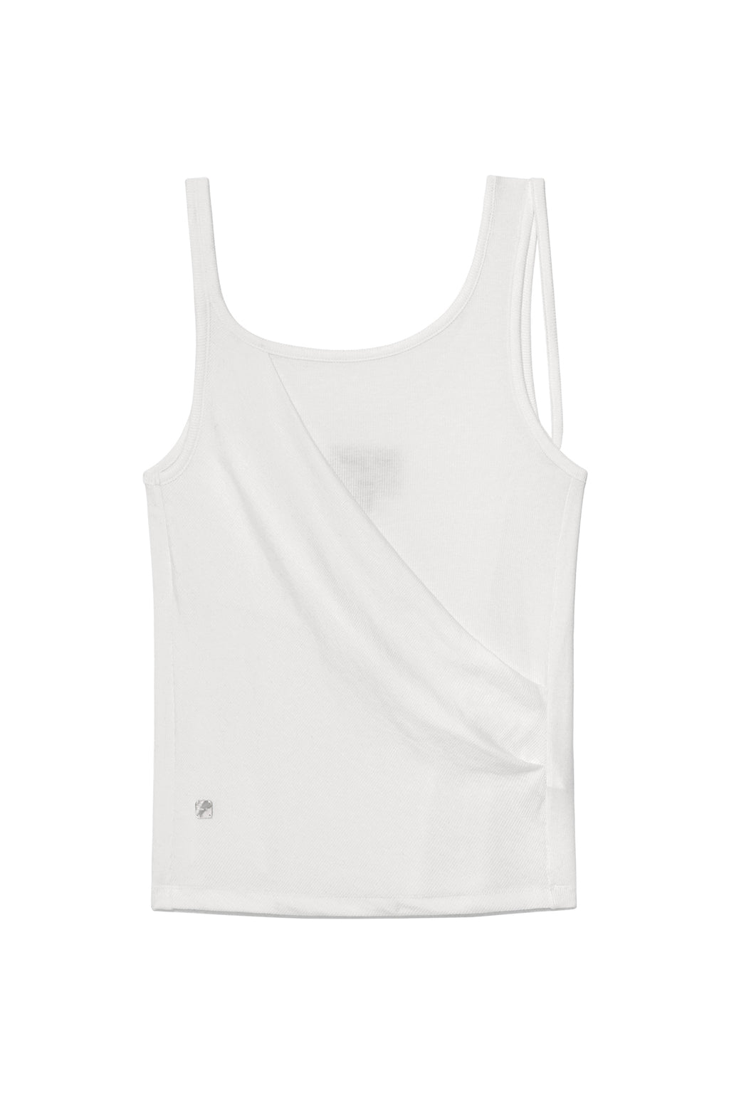 Matinkim Unbalance Tuck Sleeveless Top IN White