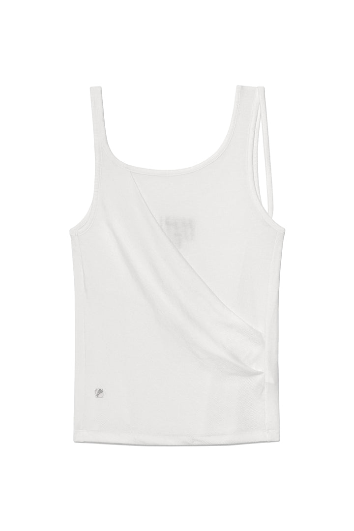 Matinkim Unbalance Tuck Sleeveless Top IN White
