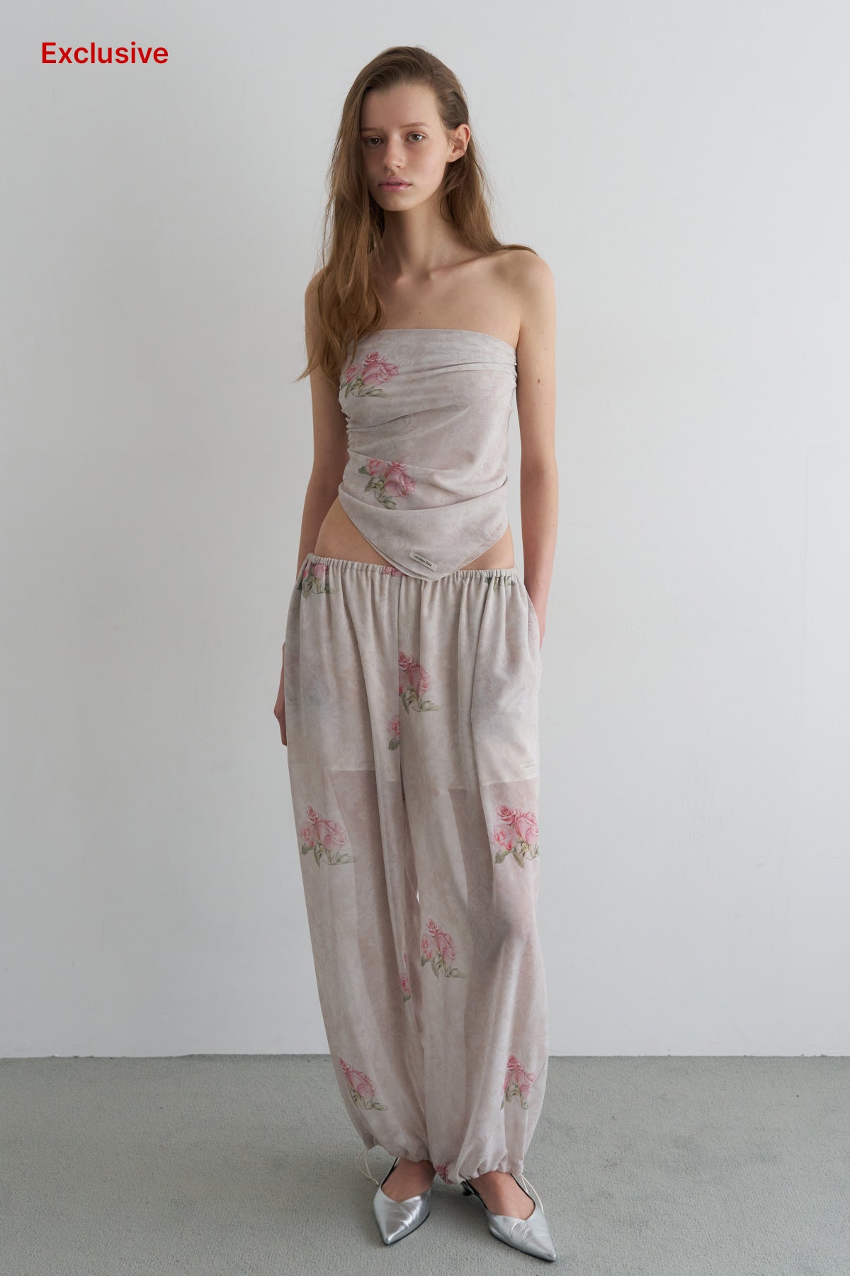 Overdueflair Vintage Rose Wrap Scarf Pants Rose