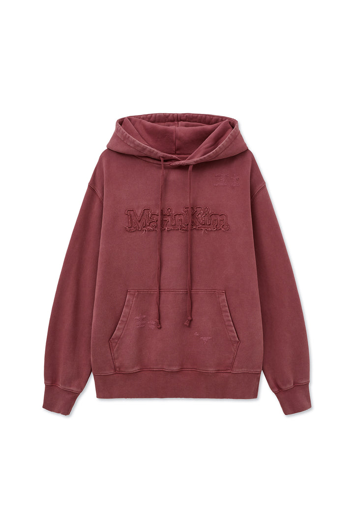 Matinkim Vintage Color Dying Logo Hoody IN Red